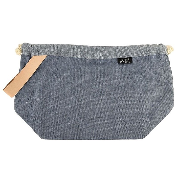 Fringe Supply Co. Chambray Blue Field Project Bag With Leather Strap NEW