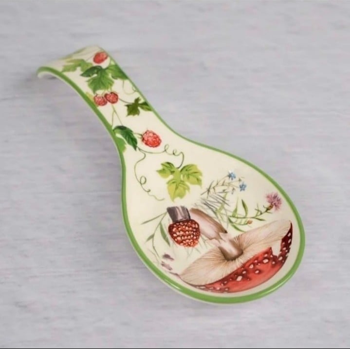 Cracker Barrel Store Stoneware Spoon Rest - Mushroom Strawberries BNWT LtdEd SO