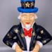 Vintage Uncle Sam Cast Iron Painted Door Stop Americana Red White Blue Large 15”