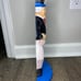 Vintage Uncle Sam Cast Iron Painted Door Stop Americana Red White Blue Large 15”
