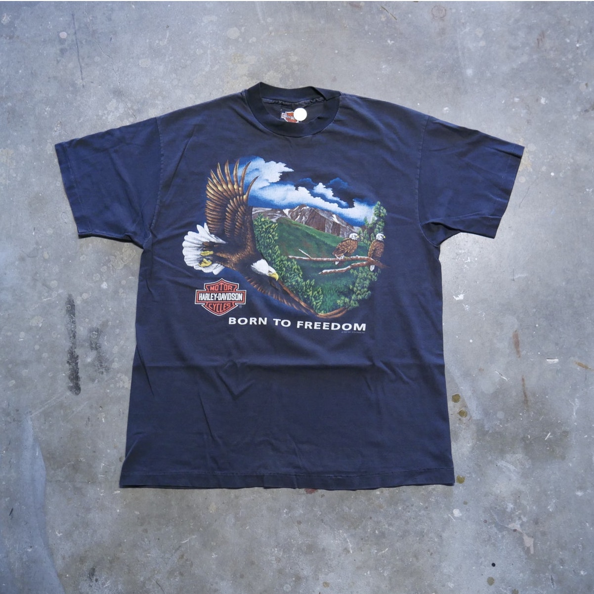 Vintage 1992 Harley Davidson American Eagle New Hampshire Graphic Single Stitch