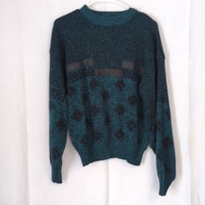 90s Vintage Chartwell Green Black Abstract Print Sweater Crewneck Size Large