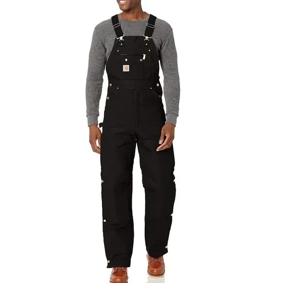 NWT Carhartt Men's Unlined Zip To Thigh Bib Overalls Black R37 160 50x30 4C598a