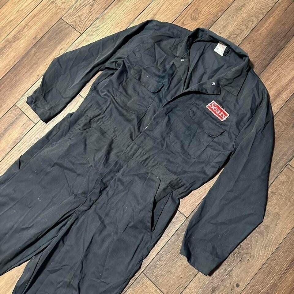 True vintage 1970s Sears workwear coveralls utility jumpsuit grey size 44 R