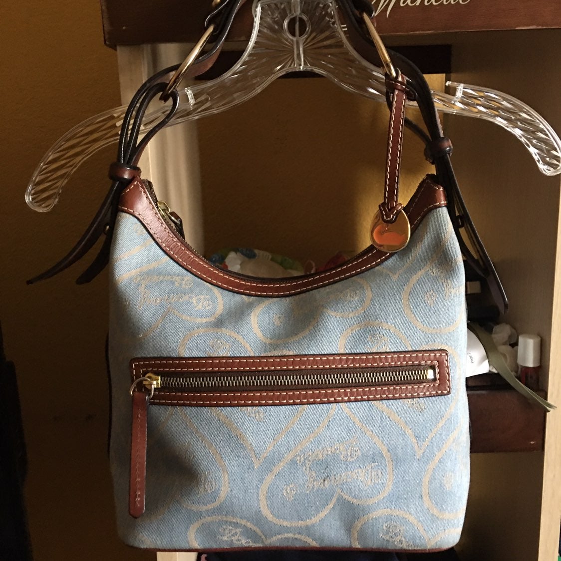 VINTAGE DB HEART CANVAS LEATHER PURSE