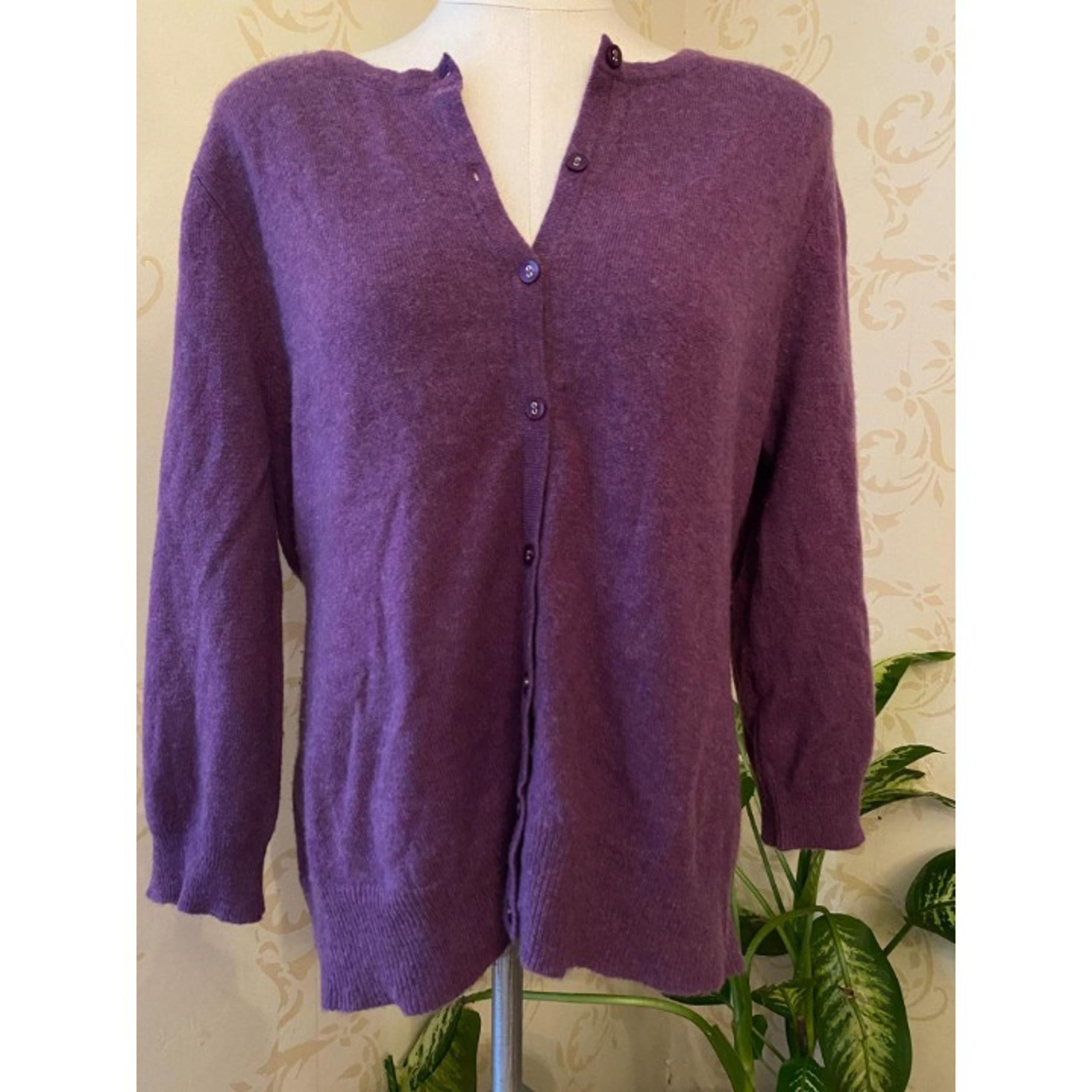 Geneva 100% Cashmere Purple Cardigan Swe