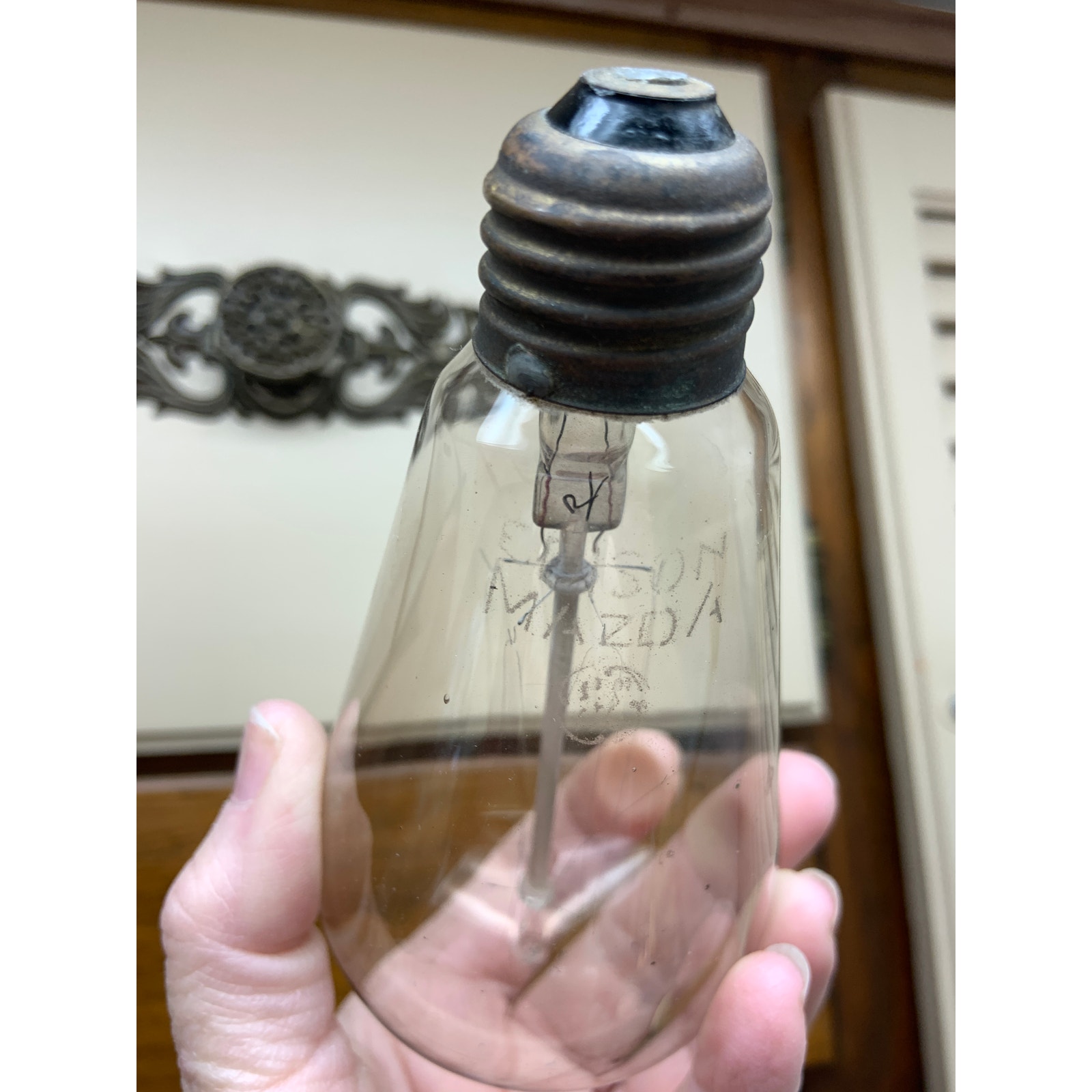 Vintage Antique Balloon Tipped Edison Mazda Lightbulb Squirrel Cage Filament 5