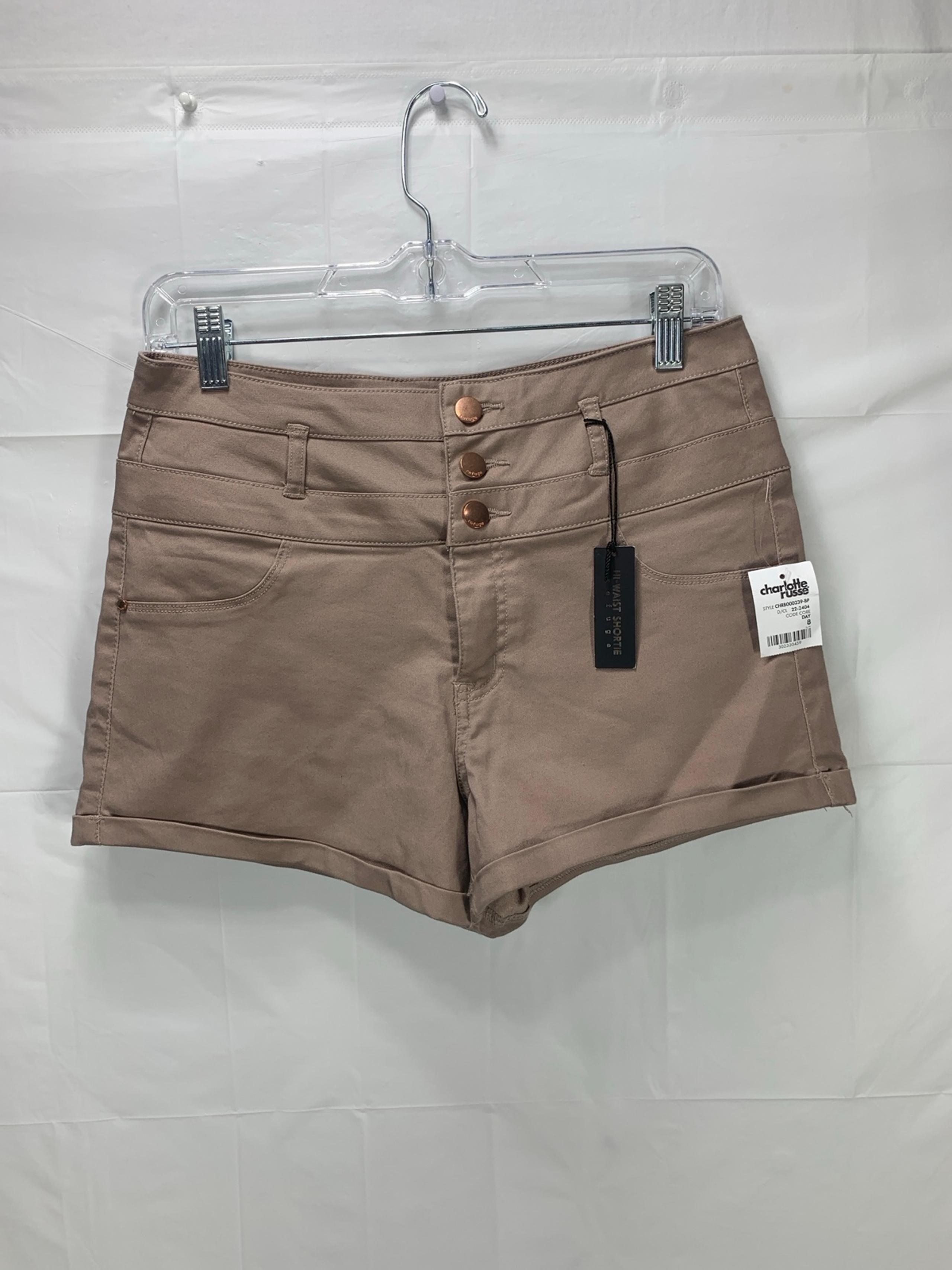 Refuge Charlotte Russe Dark Tan High Waisted Shortie Shorts (8) NWT
