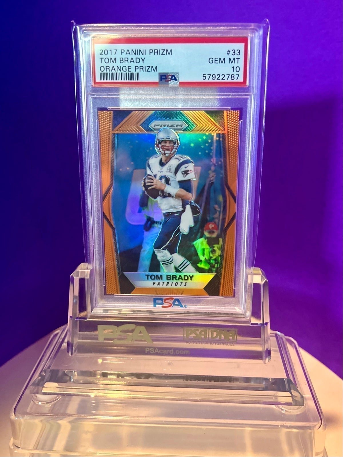 2017 Tom Brady Prizm Orange Refractor #’d /275 *pop 8 PSA 10