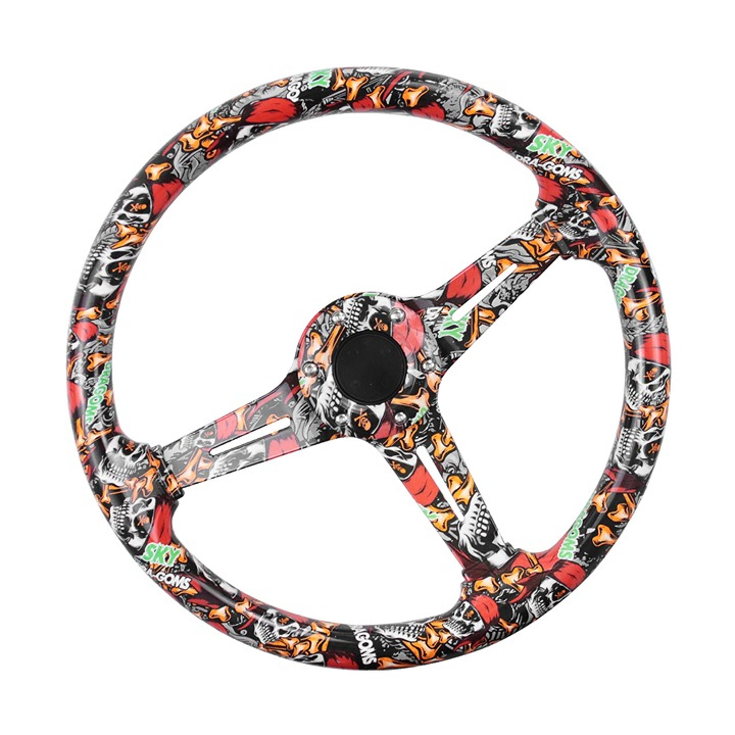 NEW JDM UNIVERSAL 350MM STICKERBOMB Acrylic Deep Dish 6 Holes Steering Wheel
