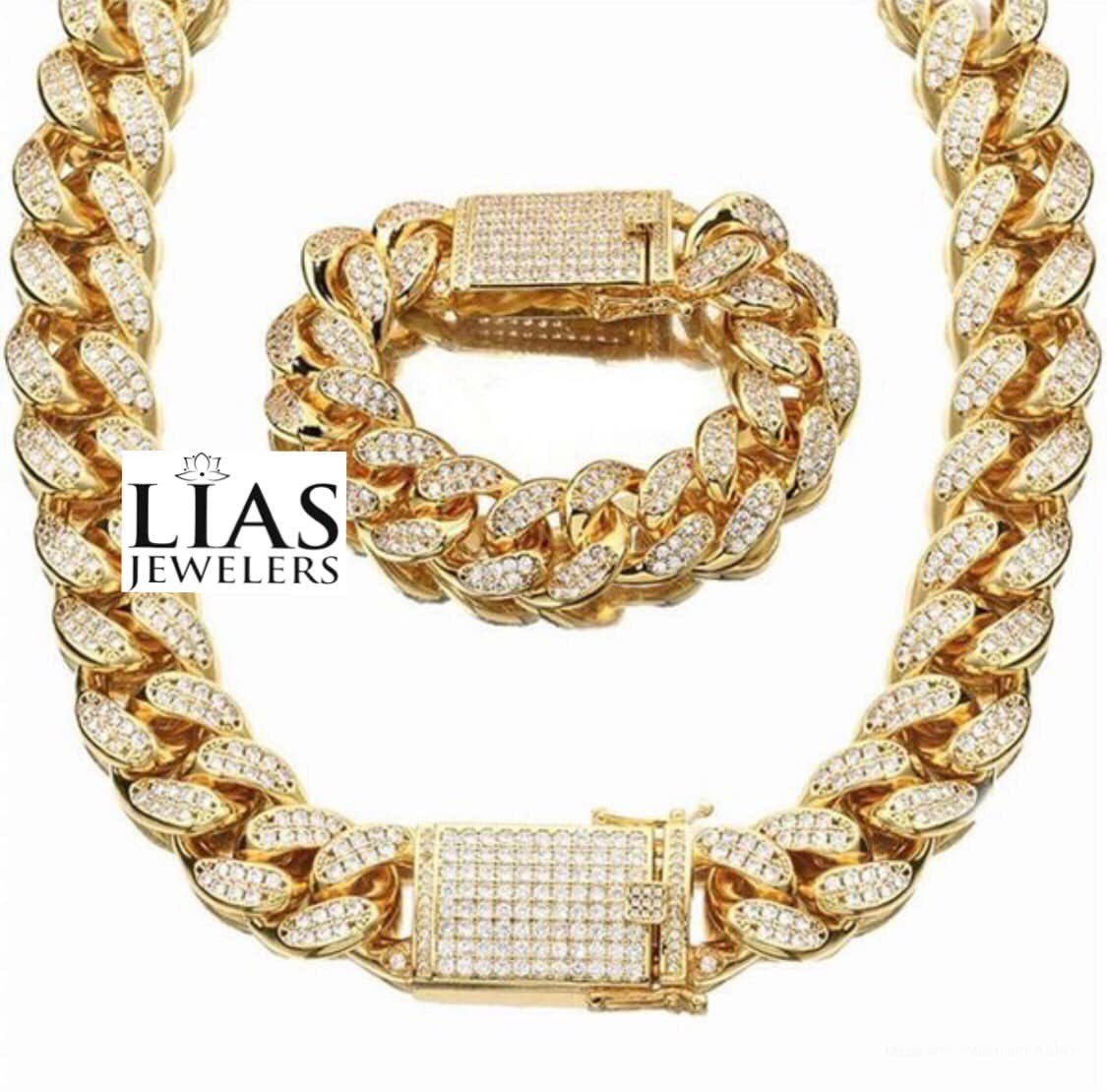 New 18 k yellow gold cuban link chain an