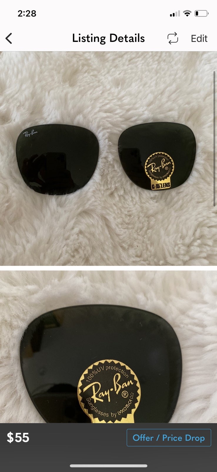 Ray ban Clubmaster sunglasses lenses only