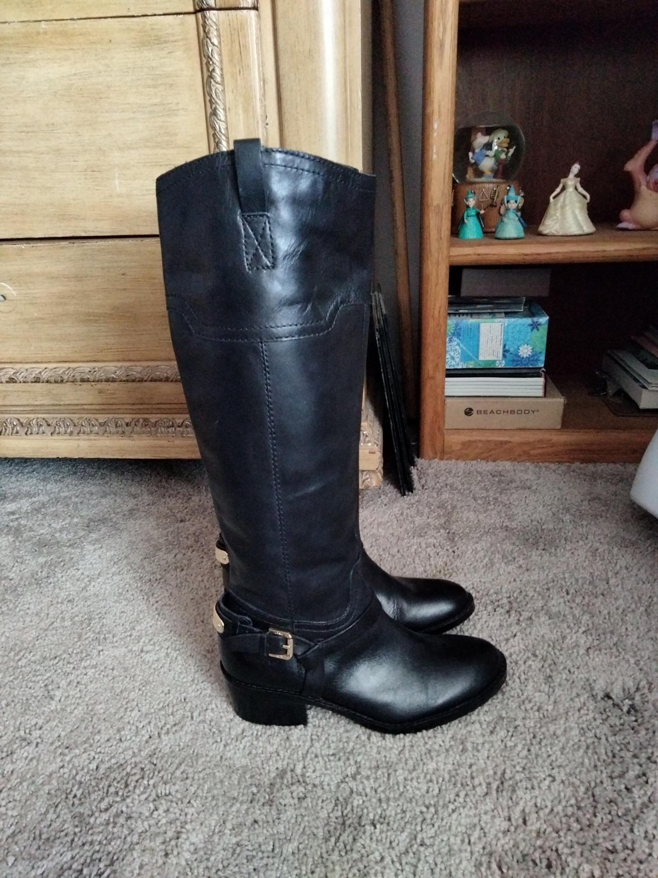Ivanka Trump Black leather knee high Boots size 6