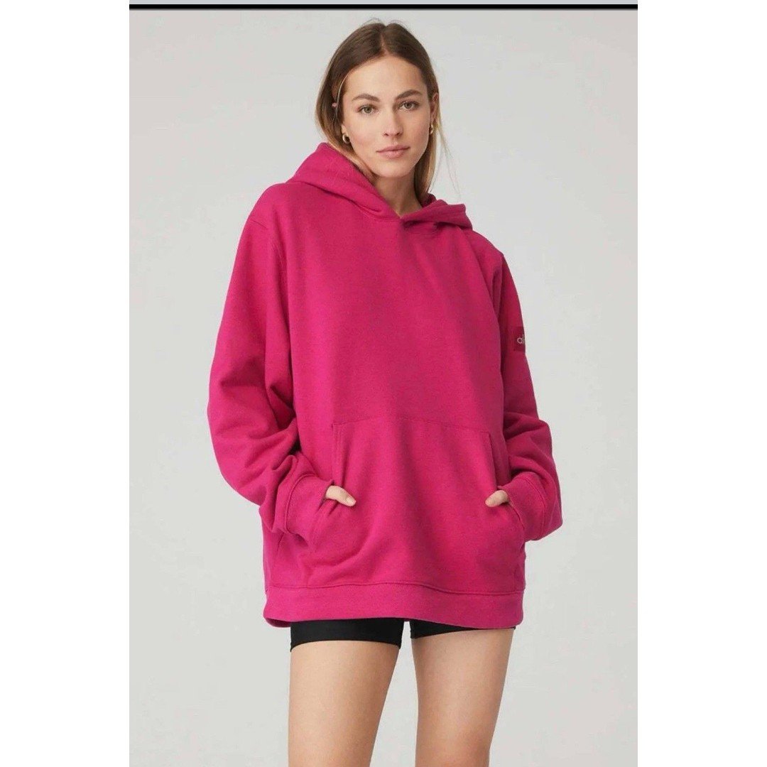 Alo Yoga Renown Heavy Weight Hoodie in Pink Summer magenta Crush Size XS