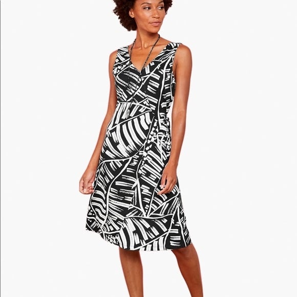 Nik + Zoe MOONLIT Palm dress, sleeveless, black and white, size S, NWT