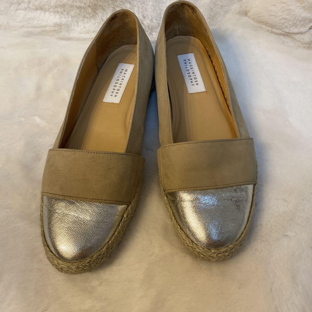 MACKINTOSH flat shoes, beige/silver suede