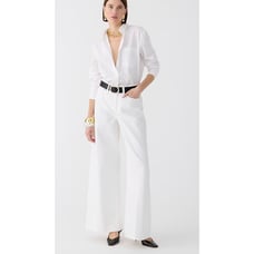 NWT J. Crew High Rise Super Wide Leg Jeans 33 White Denim Women's BX951 J.Crew