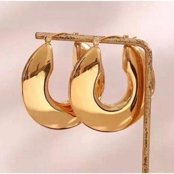 New 18k Gold Plated Chunky Large Hoop Earrings
