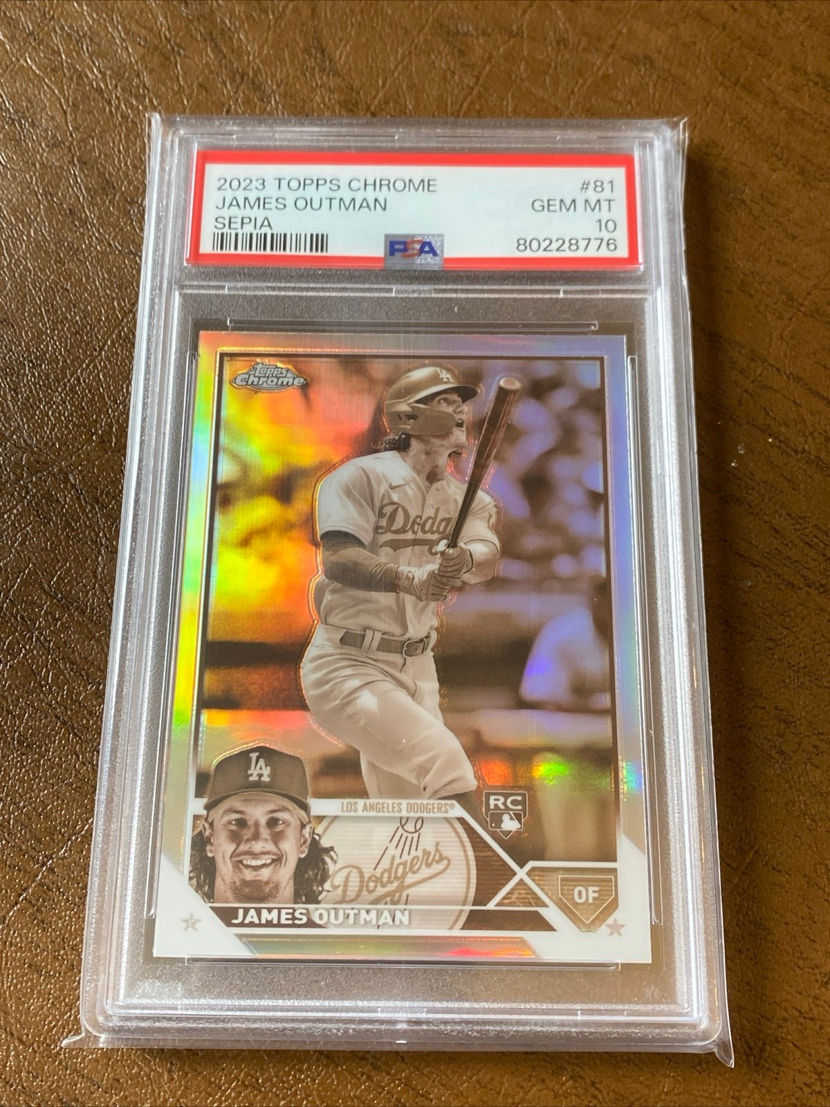 JAMES OUTMAN ROOKIE RC 2023 Topps Chrome SEPIA REFRACTOR #81 PSA 10 GEM MINT