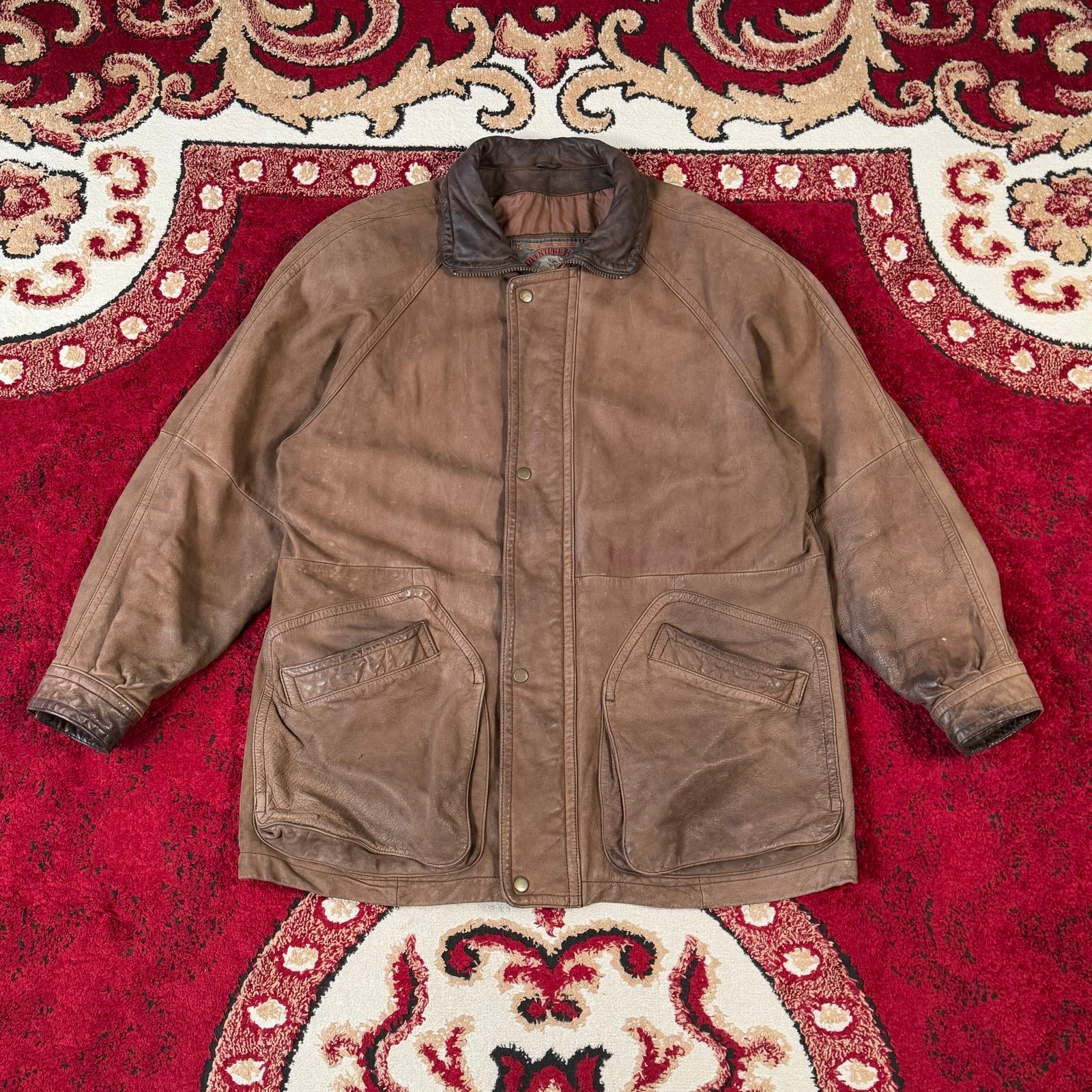 Vintage Adventure Bound Wilsons Mocha Genuine Leather Bomber Chore Jacket Size M