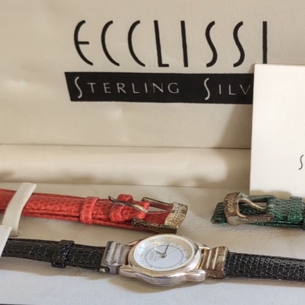 Ecclissi Women's Sterling Silver Quartz Watch w/ 3 Interchangeable Bands