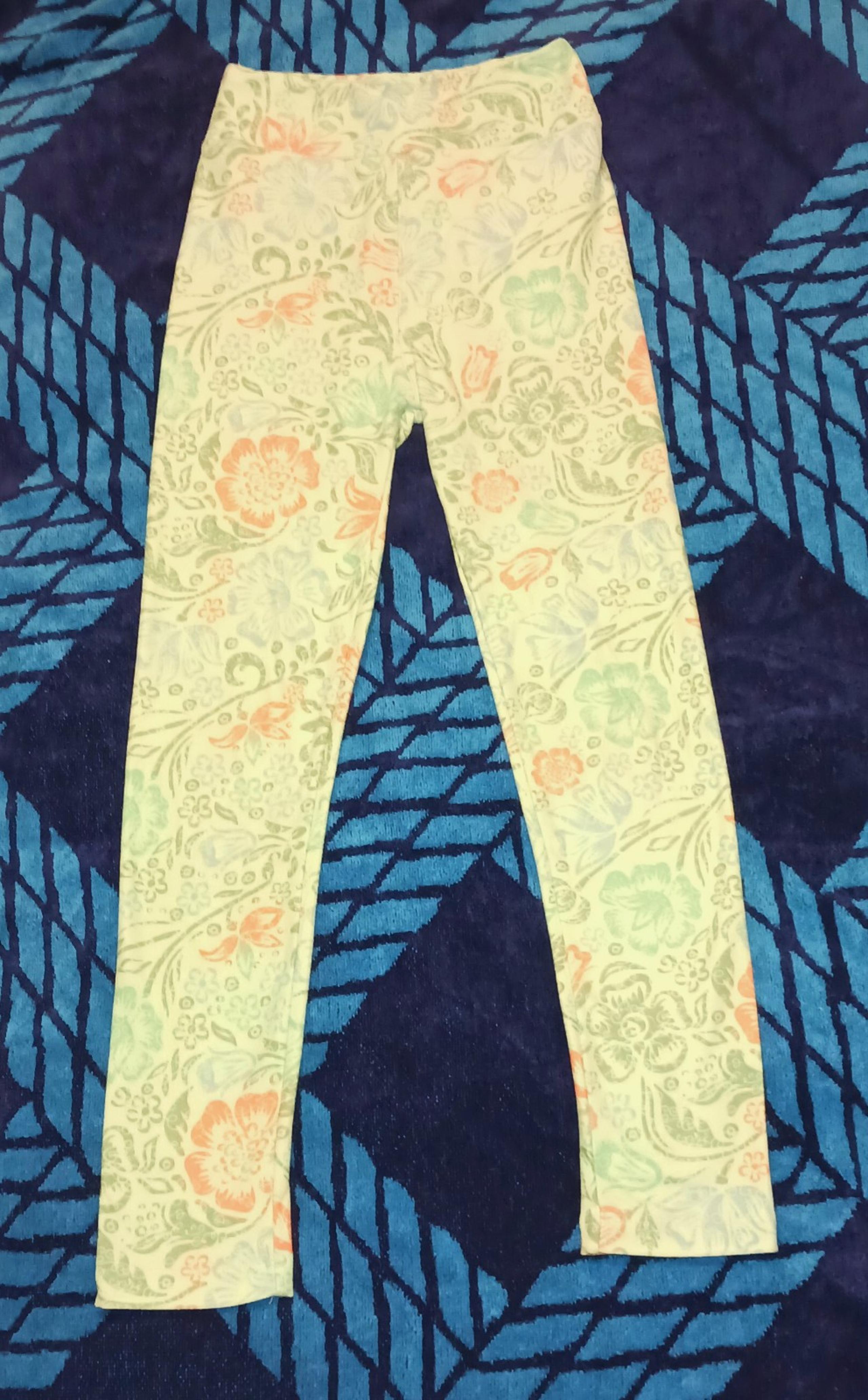 Lularoe Green Blue & Orange Floral Kids Leggings
