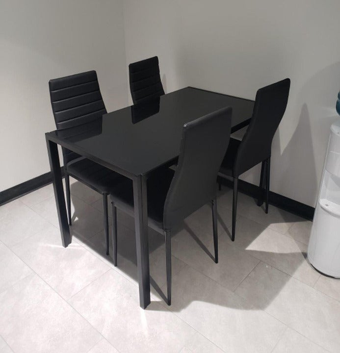 5 Piece Dining Furniture Set 4 Upholstered Metal Frame Cushioned Chairs