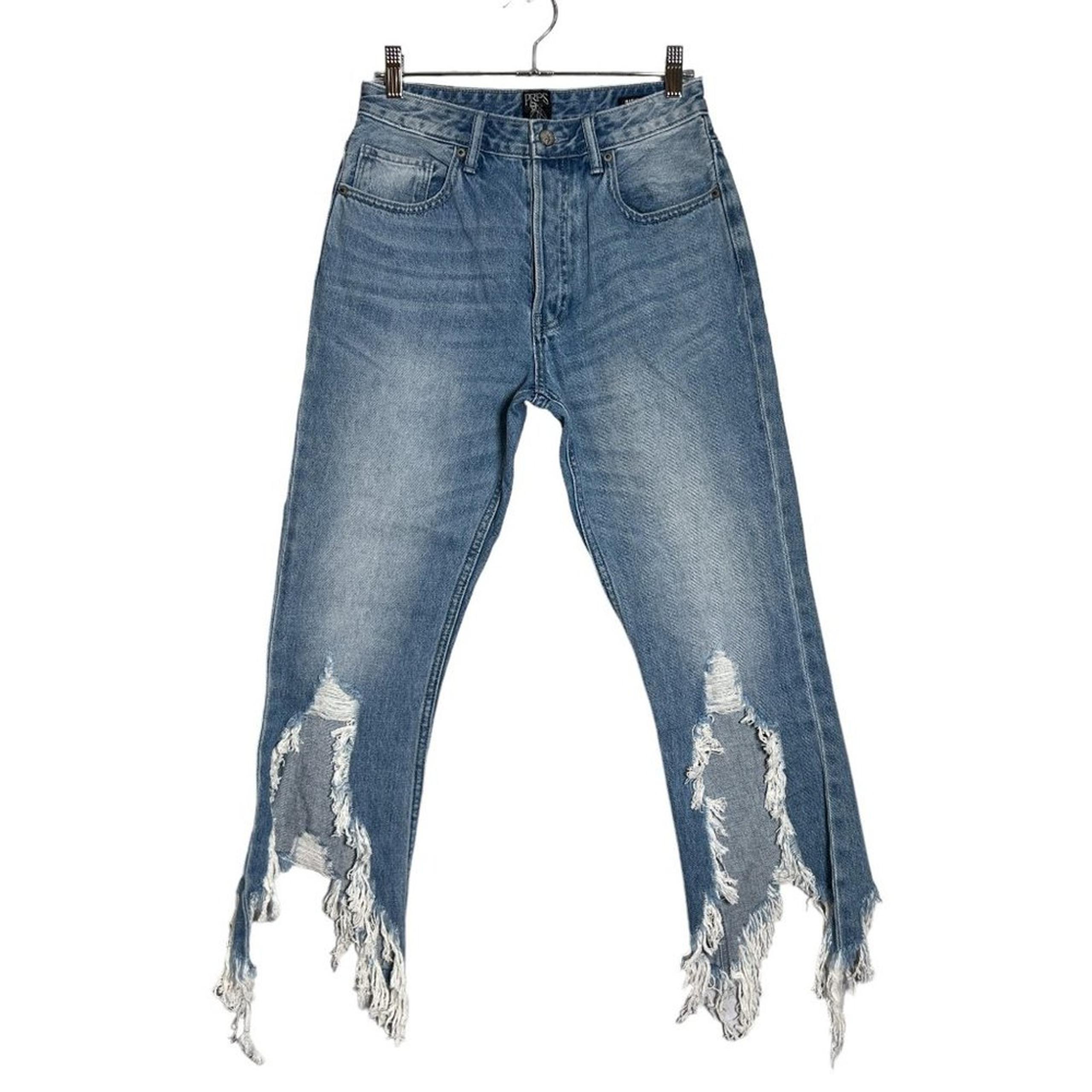 PRPS BISCAYNE Short Capri Frayed Hem Jean SIZE 28 WAIST 27 Crop Distressed Denim