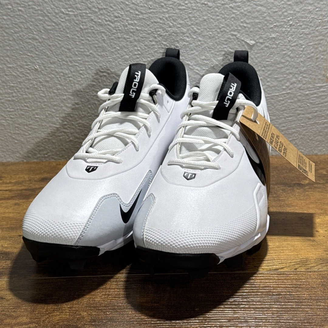 Nike Force Trout 9 Keystone White Black Baseball Cleats FB9728-100 Mens Sz 15