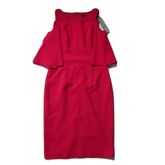 NWT Black Halo Adara in Laguna Pink Pebble Crepe Cold Shoulder Sheath Dress 10