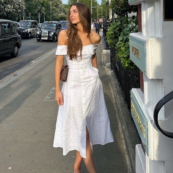 Reformation Francis off the shoulder white midi dress size 4