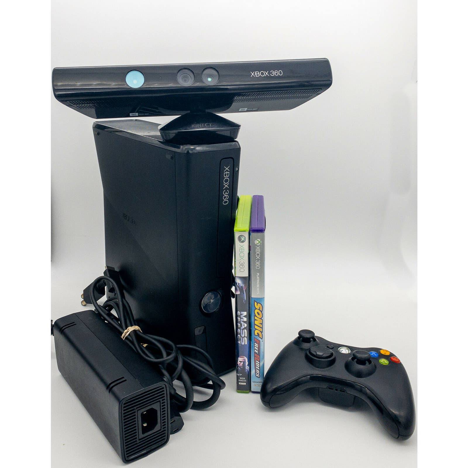 Microsoft Xbox 360 S with Kinect (Black, 320GB, Model 1439) - Cleaned & Tested