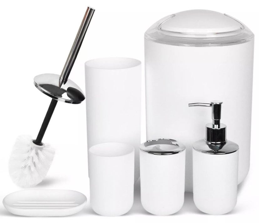 White Bathroom Accessories Set 6 Piece