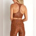 NWT Beach Riot Twist Front Spotted Sports Bra in Brown/Black Size S
