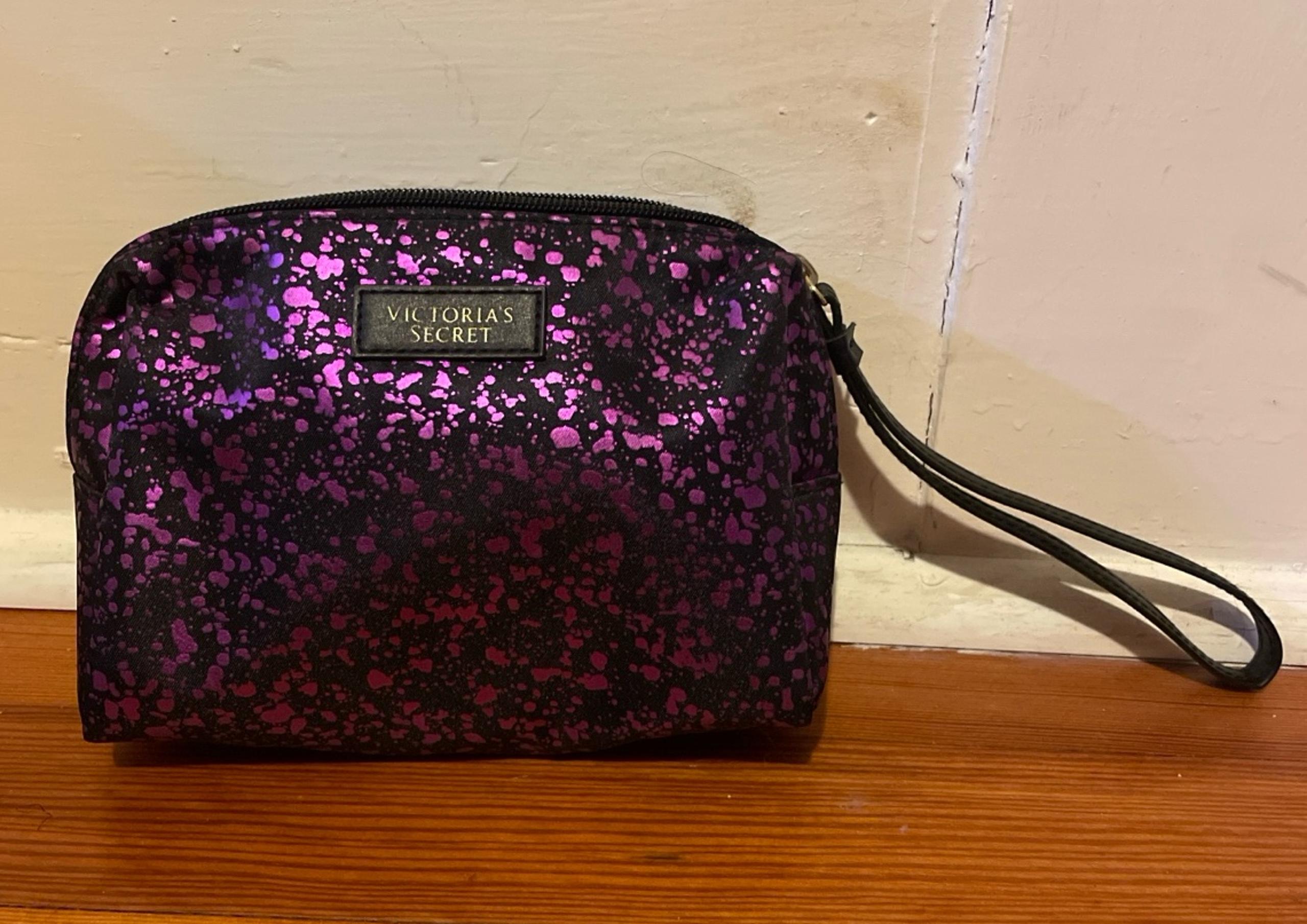 Victorias Secret purple and black Makeup Cosmetic Bag Wristlet