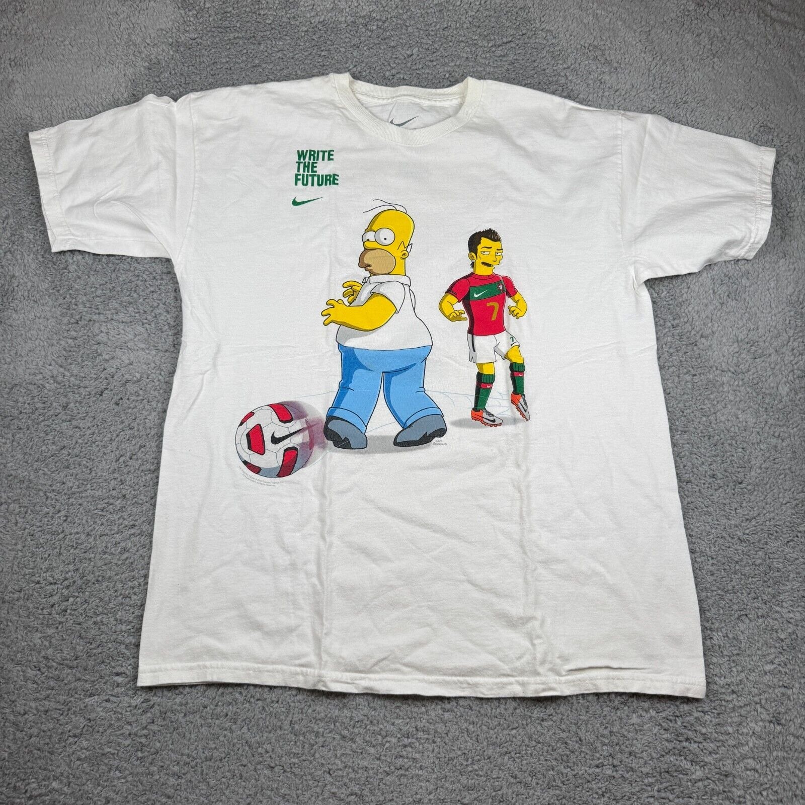 The Simpsons Homer x Cristiano Ronal D'Oh Portugal Nike Soccer Shirt 2010 Large
