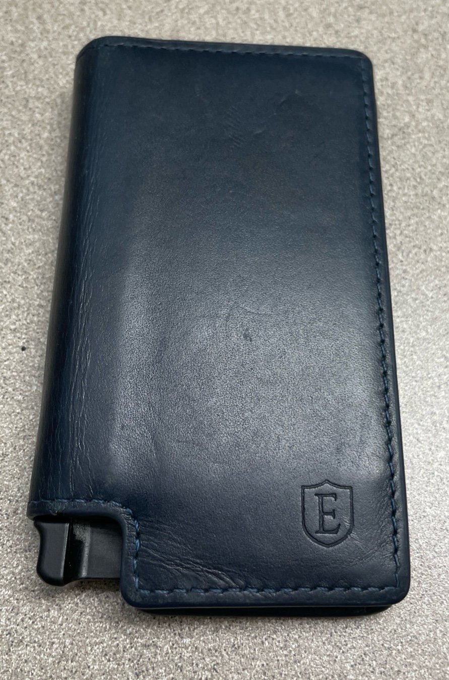 Ekster Leather Parliament Card Wallet Slim in Navy Blue Smart Cash Cards