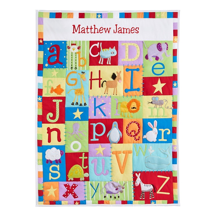 Personalized Baby Quilt Blanket Embroidered Personalization (Primary)