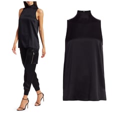 ATM XS/S Hammered Silk Mock Neck Top