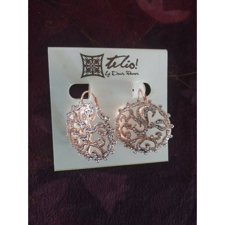Telio! By Doris Panos Earrings Pink Crystal Ear Designer Bridge