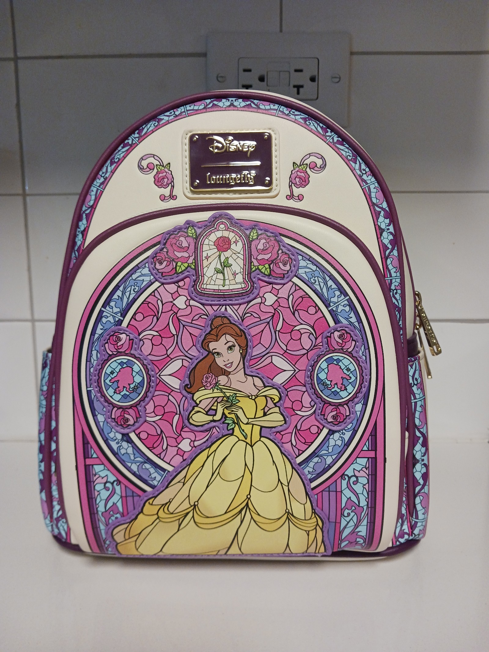 Loungefly Disney Beauty & The Beast Stained Glass Portrait Mini Backpack NWT