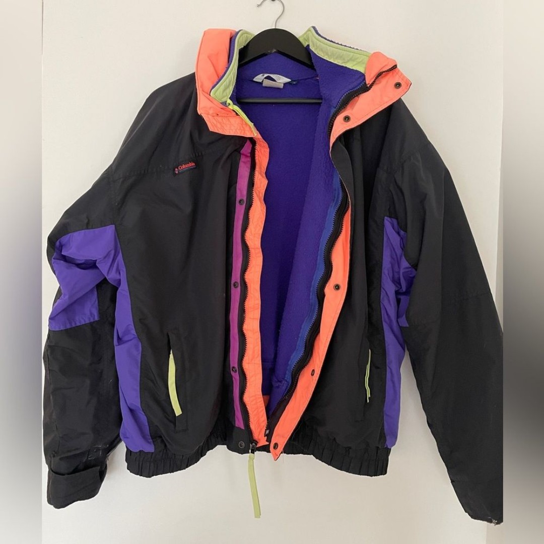 Vintage Columbia Dual Layer Winter Windbreaker and Fleece Zip Up Jacket Size XL