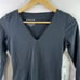 EVERLANE Black The Long Sleeve V Neck Thong Bodysuit Size Small