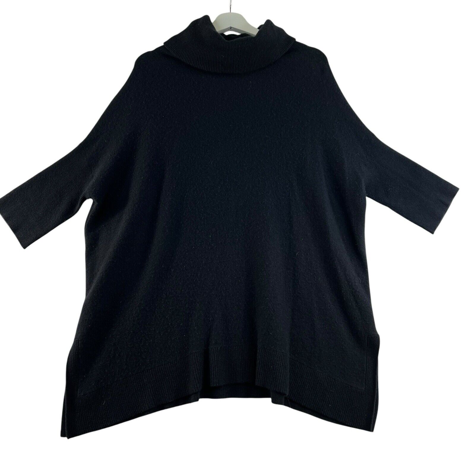 Antonio Melani XL Cashmere Sweater Black Tunic Turtleneck Cowl-Neck Pullover