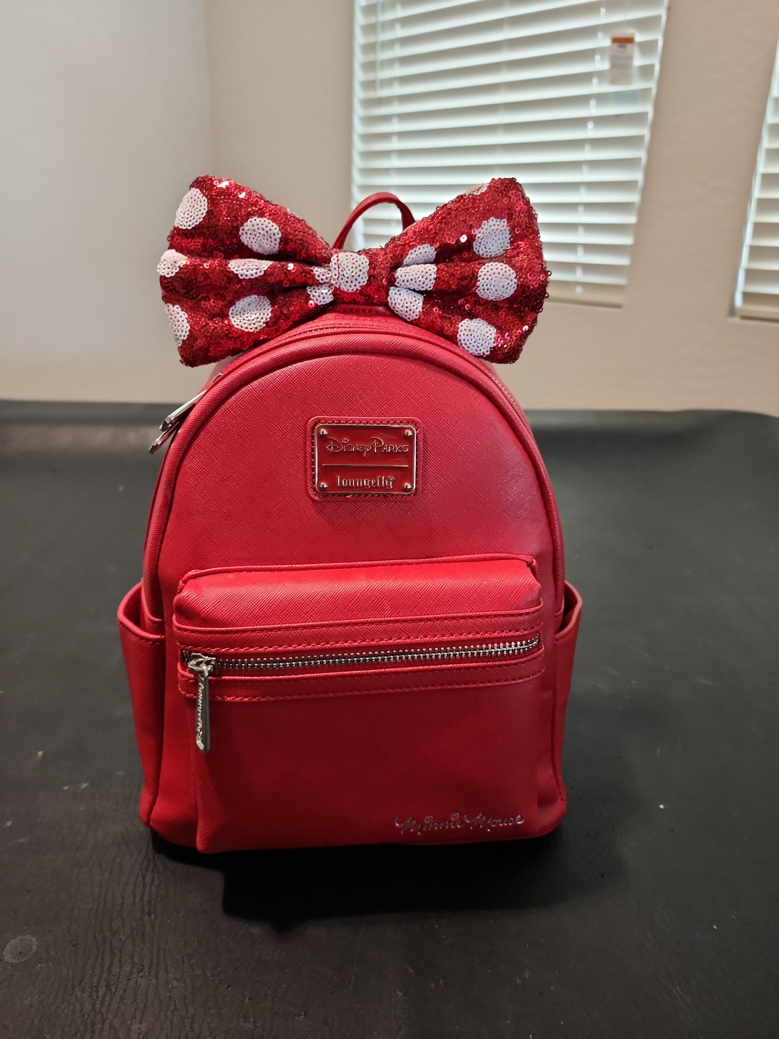 Loungefly Disney Parks Minnie Sequin Bow Mini Backpack with Wallet NWT
