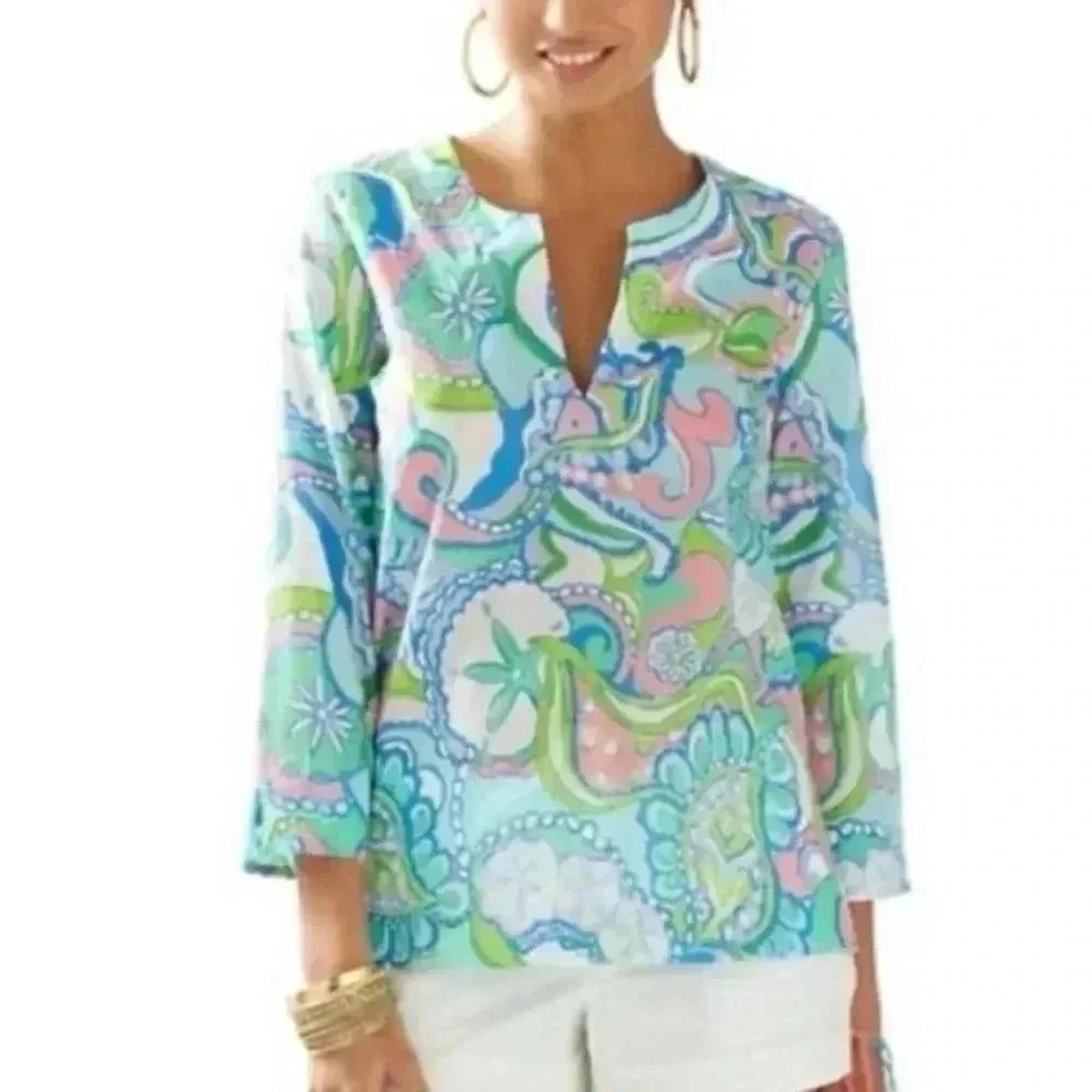 Lilly Pulitzer 100% Cotton Amelia Tunic Size Medium