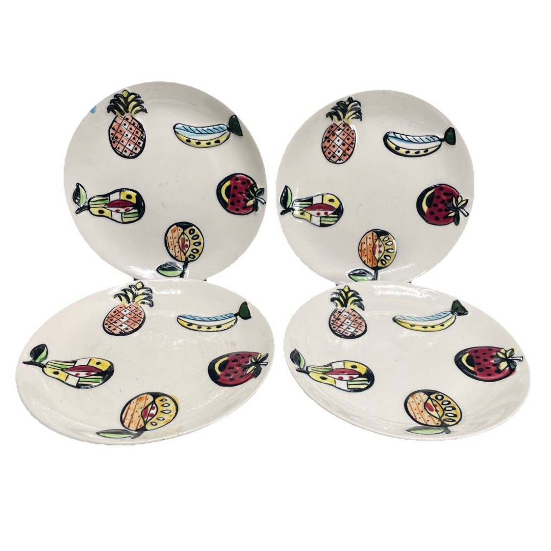 1960’s Manner of Georges Briard Dessert Plates (4) Embossed Forbidden Fruit