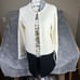 Karl Lagerfeld Cardigan Womens S Open Front White Sweater Zippers Wool New 151