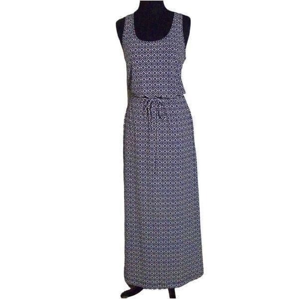 Banana Republic Women's Black & White Poly/Spandex Geometric Print Dress