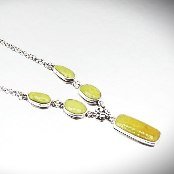 BARSE Sterling Silver Green Turrquoise Pendant Necklace